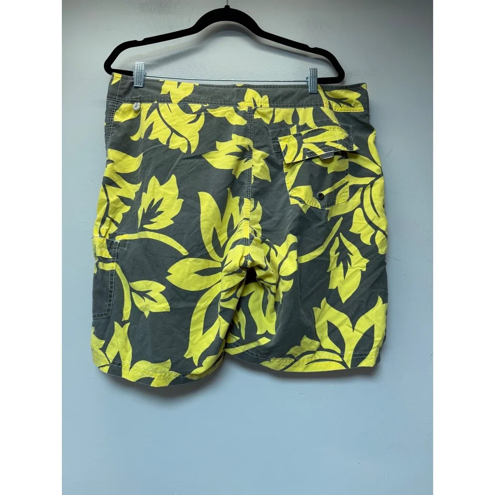 J. Crew Board Shorts‎ Mens 35 Gray Yellow Excellent Floral Original Longboard